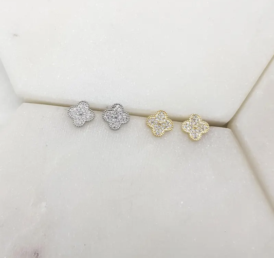 Petite CZ Clover Studs 8mm