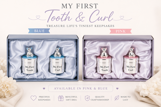 Keepsake Silver Plate Tooth & Curl Box - Pink Or Blue