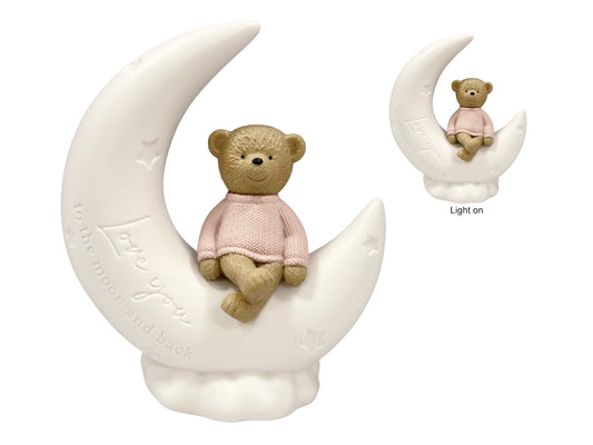 Pink - Moon Teddy Bear - LED Light
