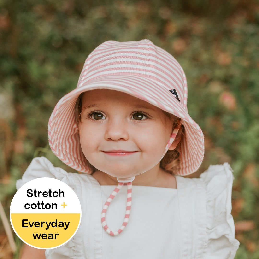 Pink Stripe - Toddler Bucket Flap Sun Hat - Bedhead Hats