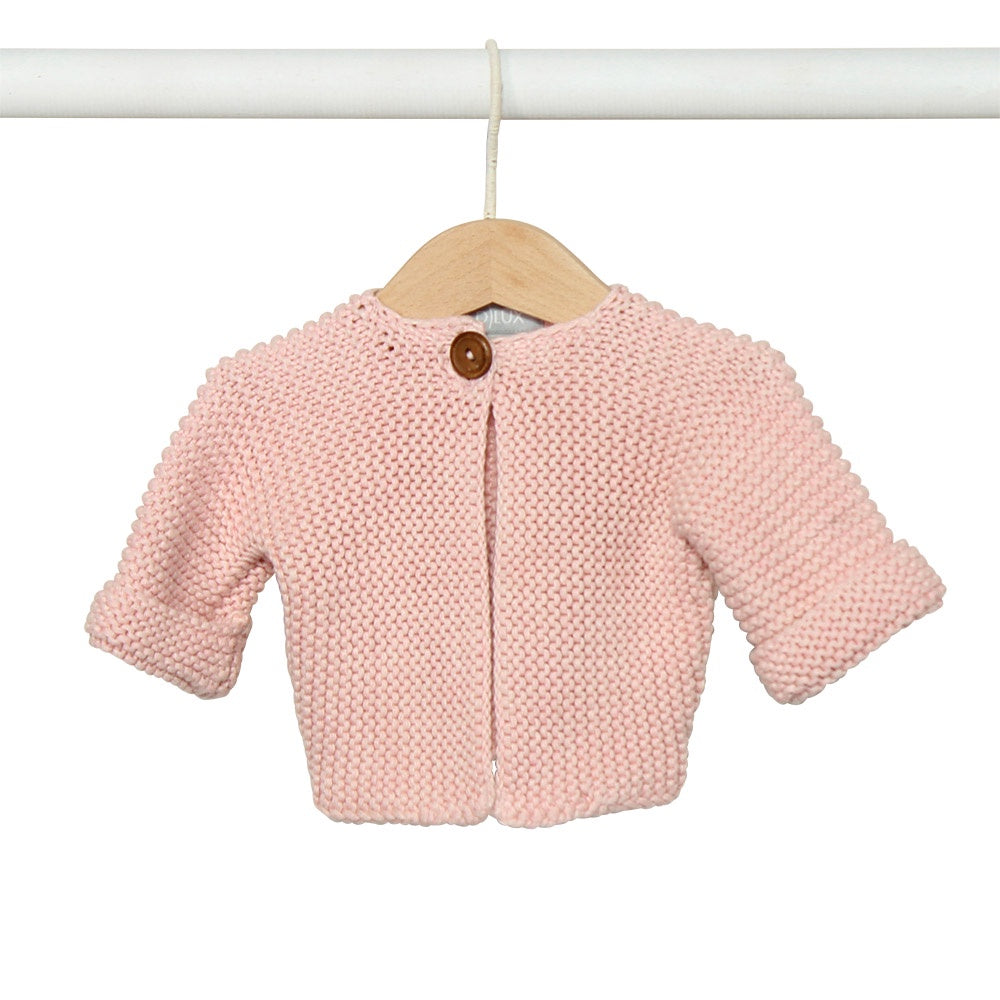 Pink | Elf - Garter Stitch Baby Cardigan - D-Lux