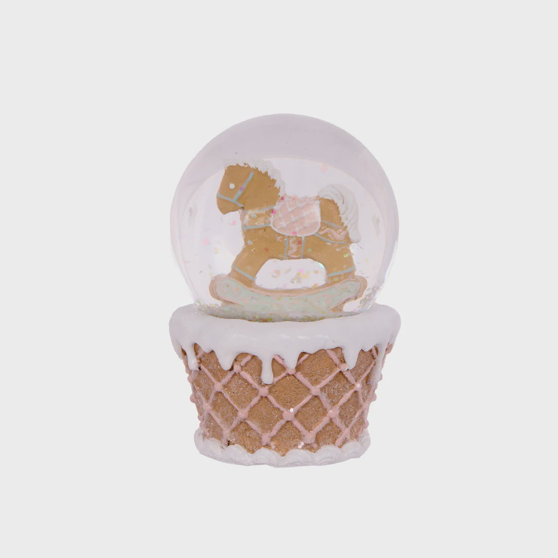 Piped Pastel Gingerbread Rocking Horse Snow Globe