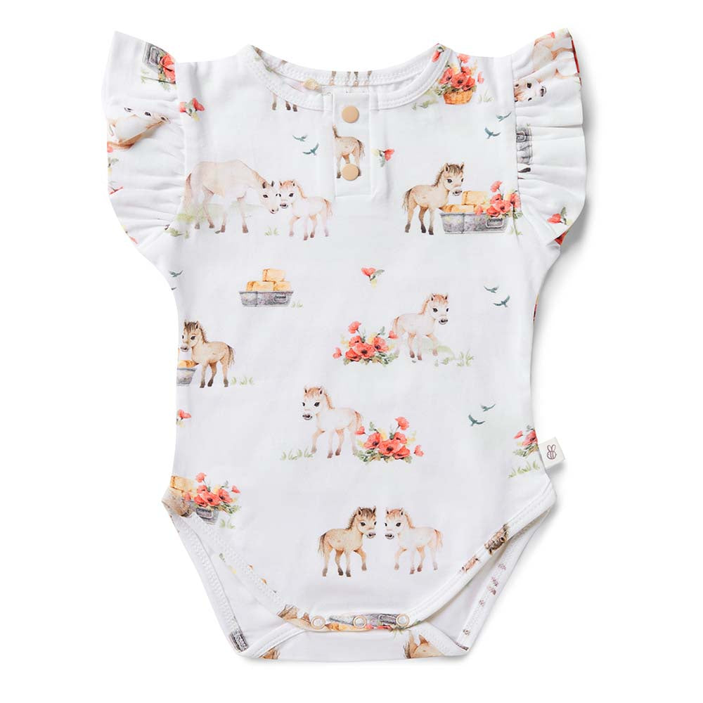 Pony Pals - Short Sleeve Organic Bodysuit with Frill