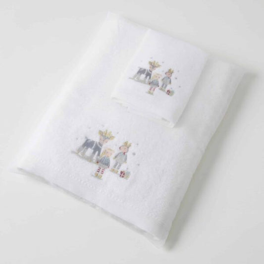 Christmas Helpers | Bath Towel & Face Washer In Organza Bag