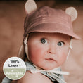 Load image into Gallery viewer, Rosa/Flax - 'Roamer' Baby Reversible Teddy Flap Sun Hat - Bedhead Hats
