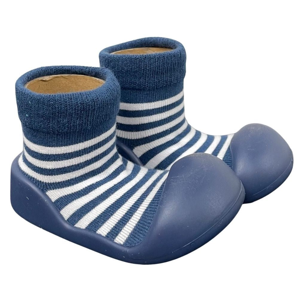 Rubber Soled Socks - Stripe Navy – Wanderluxe Lane
