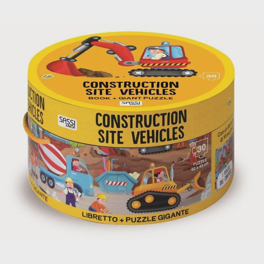 Construction Site Vehicles - Book & Giant Puzzle 30pcs