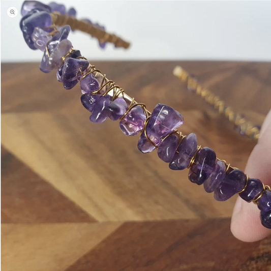 Amethyst Gemstone Headband Gold - The Queen Of Quartz