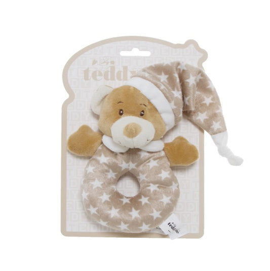 Teddy Time - Starbright Teddy Bear Ring Rattle - Brown