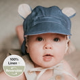 Load image into Gallery viewer, Steel/Flax - 'Roamer' Baby Reversible Teddy Flap Sun Hat - Bedhead Hats
