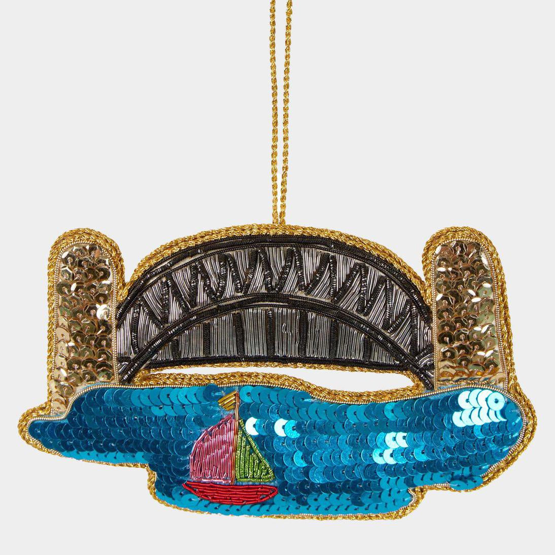 Harbour Bridge Sequin Hanging Christmas Tree Decoration
