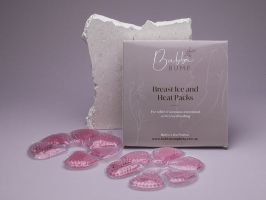 Bubba Bump Ice and Heat Pack for breasts, providing relief from breastfeeding soreness, can be used warm or cold for effective comfort.