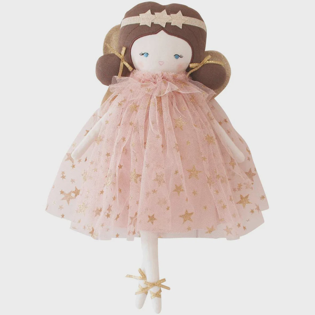 Celeste Fairy Doll in a pink and gold star tulle dress with gold wings, suitable for children aged 3 and up.