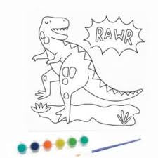 Kaisercraft Dinosaur Kids Canvas Painting Set with canvas board, 4 acrylic paints, brush, and mini easel, 15x10 cm, for children aged 6+