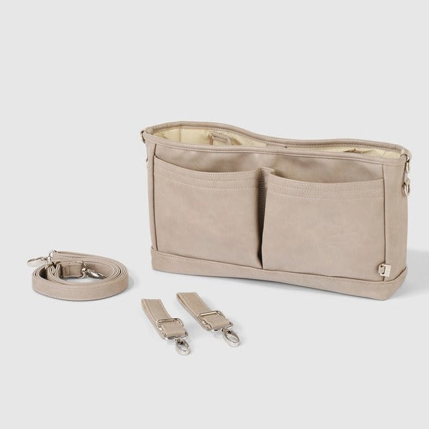 Dimple Vegan Leather Stroller Organiser/Pram Caddy - Oat - OiOi