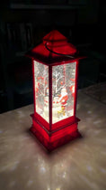 Load and play video in Gallery viewer, Santa & Snowman Red Glitter Lantern
