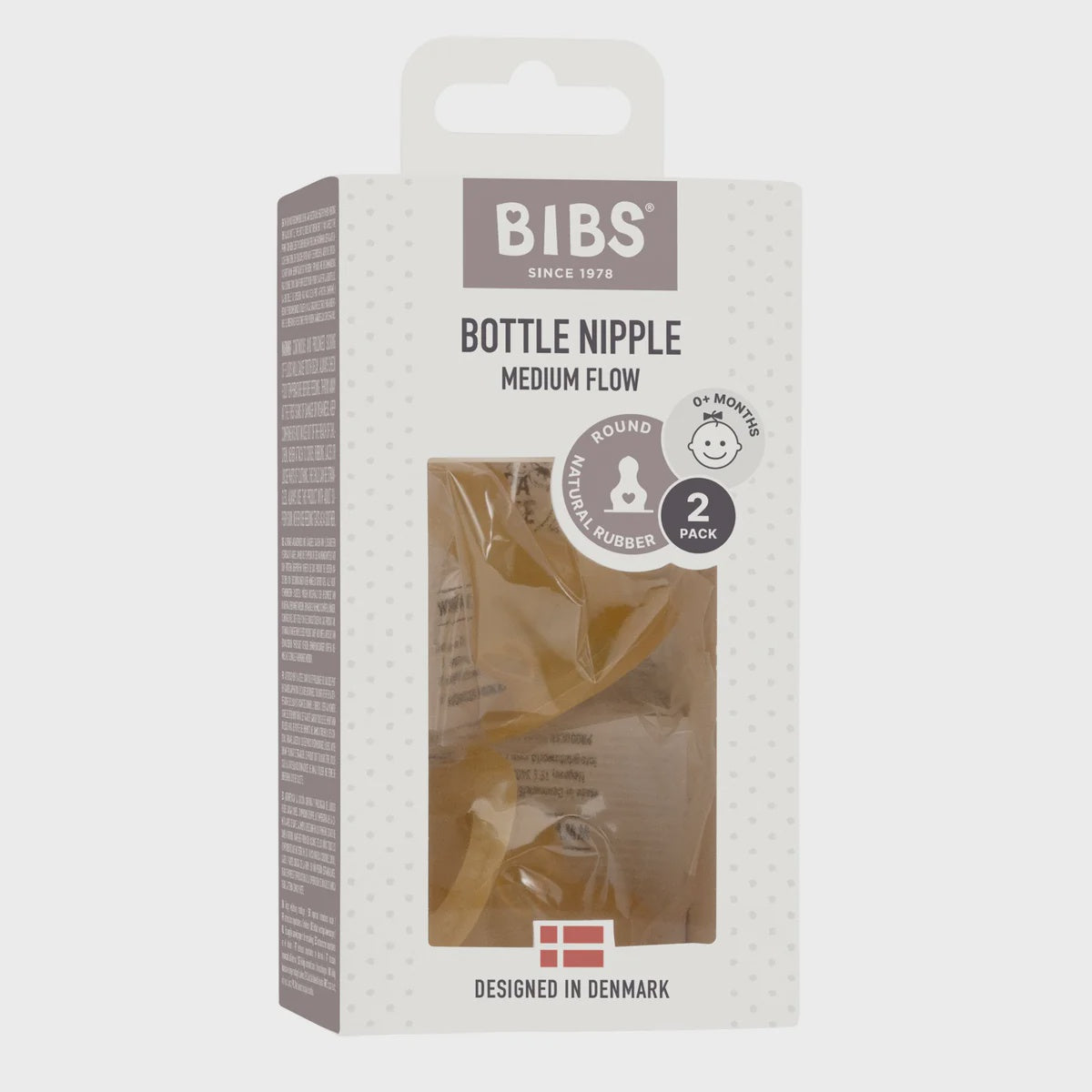 BIBS Replacement Nipples - Medium Flow, natural rubber latex, anti-colic valve, compatible with BIBS Colour pacifiers, medium flow option.