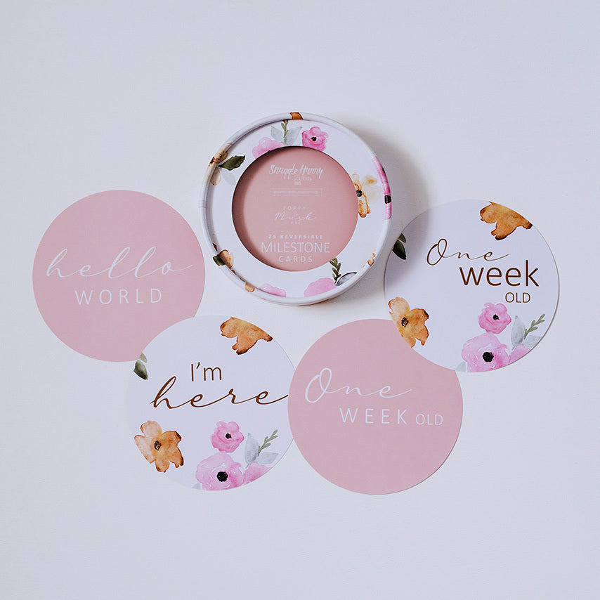 Poppy & Musk Pink | Reversible Milestone Cards