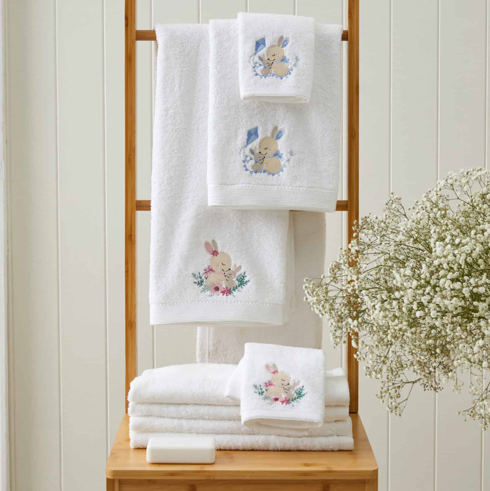 Pink Bunny | Bath Towel & Face Washer In Organza Bag