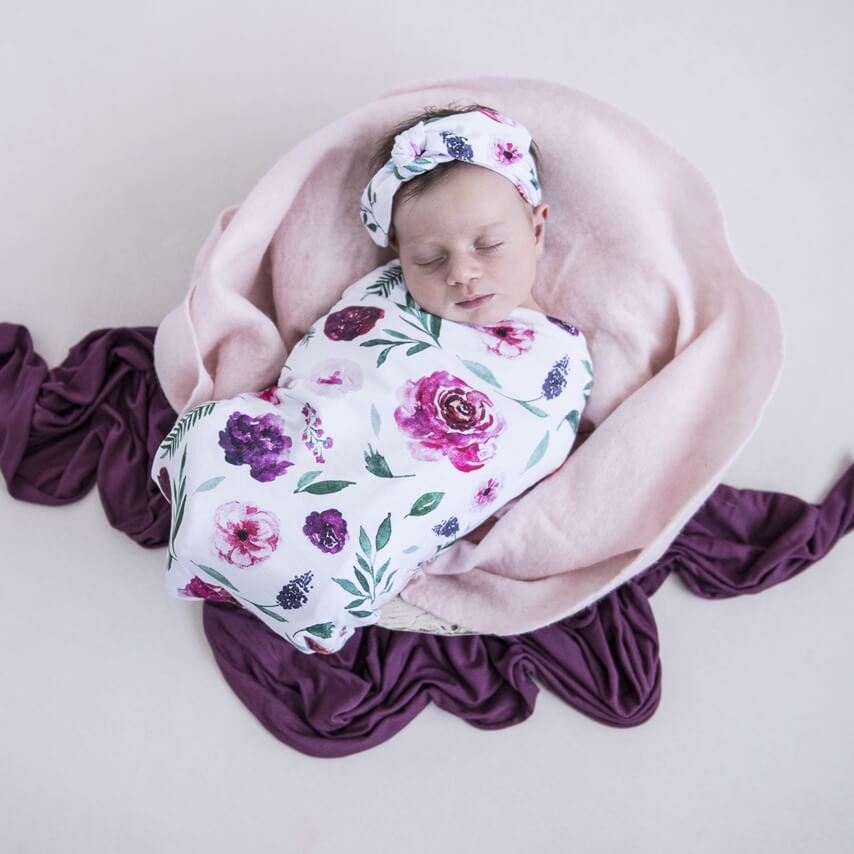 Peony Bloom I Snuggle Swaddle & Topknot Set