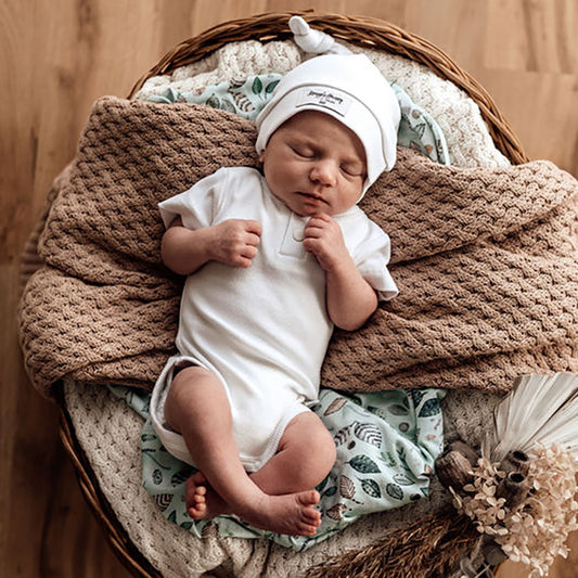 Milk Organic Short Sleeve Bodysuit for newborns. GOTS certified organic cotton/spandex rib, lightweight, breathable, and easy-care.