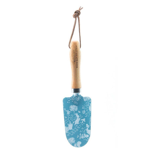 Beatrix Potter children's gardening trowel with a Peter Rabbit design, sustainable wood handle, and hook for easy storage, ideal for kids aged 6-11.