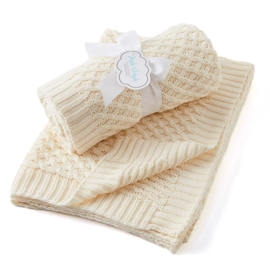 Cream | Basket Weave Knit Blanket