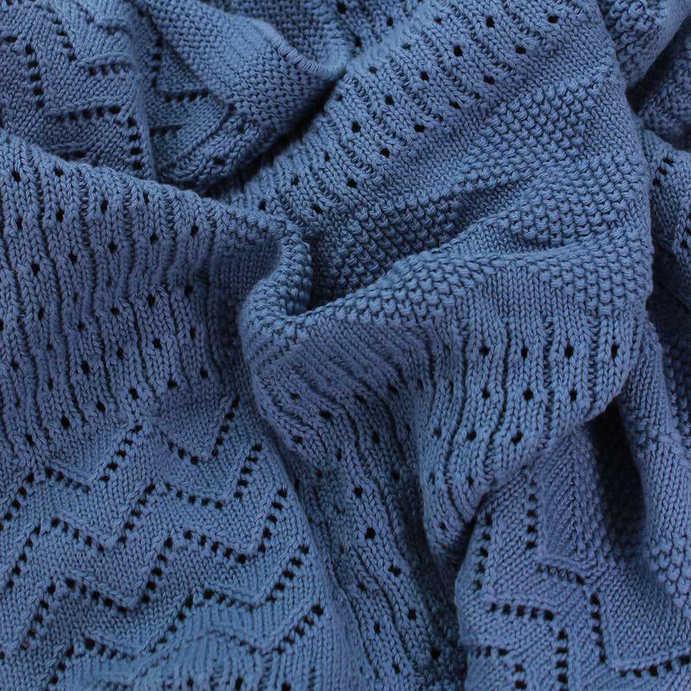 Blue | Jessie Knitted Multi Pattern Baby Blanket