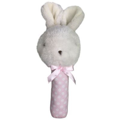 Pink | Fluffy Bunny Stick Rattle