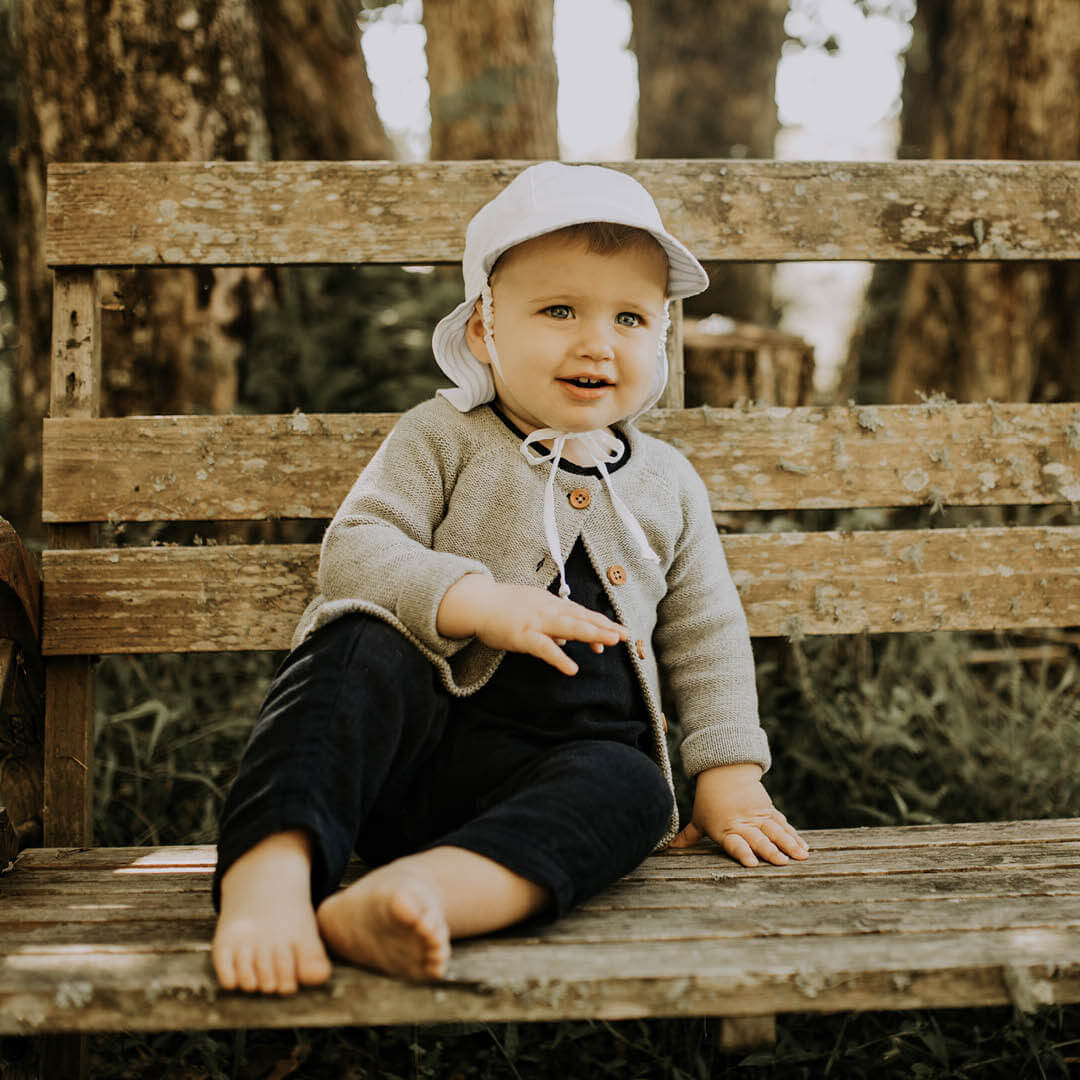 Finley / Blanc - Reversible Baby Flap Sun Hat - Bedhead Hats