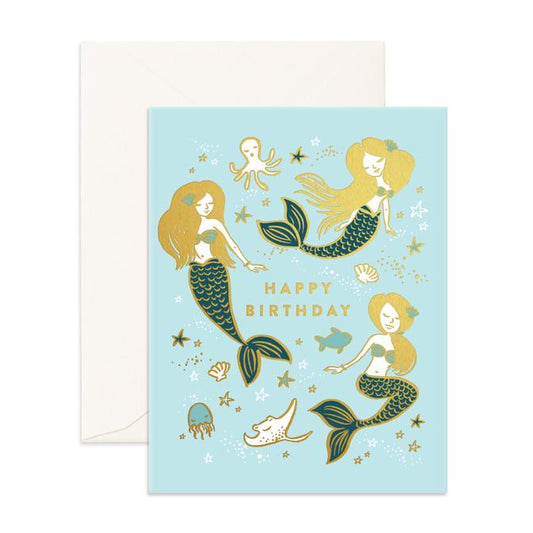 Happy Birthday Mermaids - Greeting Card - Fox & Fallow