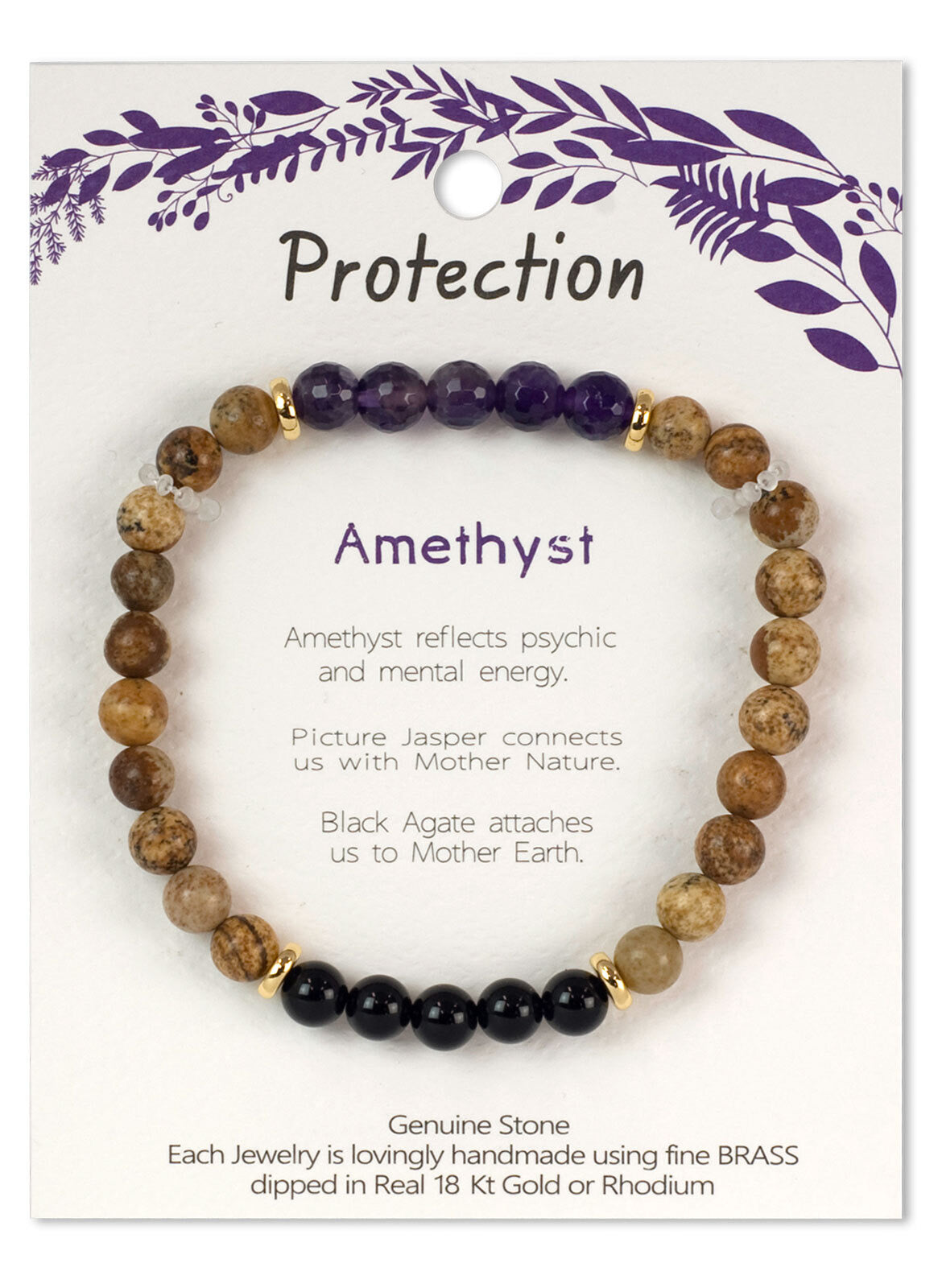 DG Luxuries - Jasper Stone & Protection Amethyst - Wellness Bracelet