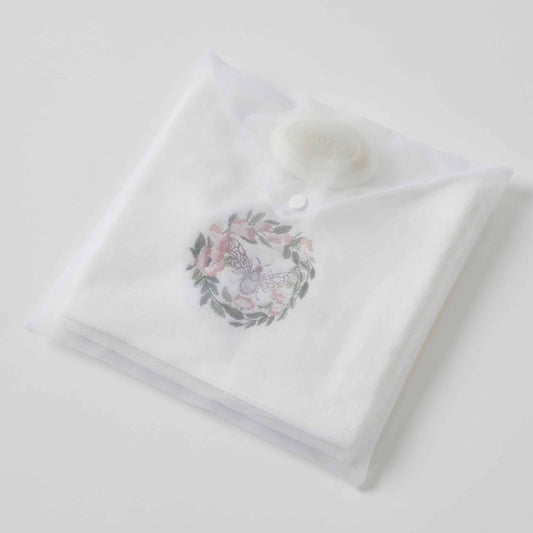 Floral Bee | Hand Towel & Soap In Organza Bag