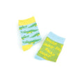 Load image into Gallery viewer, Colorful Croc Snap socks for toddlers aged 2-3. Includes two pairs with unique designs, made of 70% cotton, 20% polyester, and 10% elastane.
