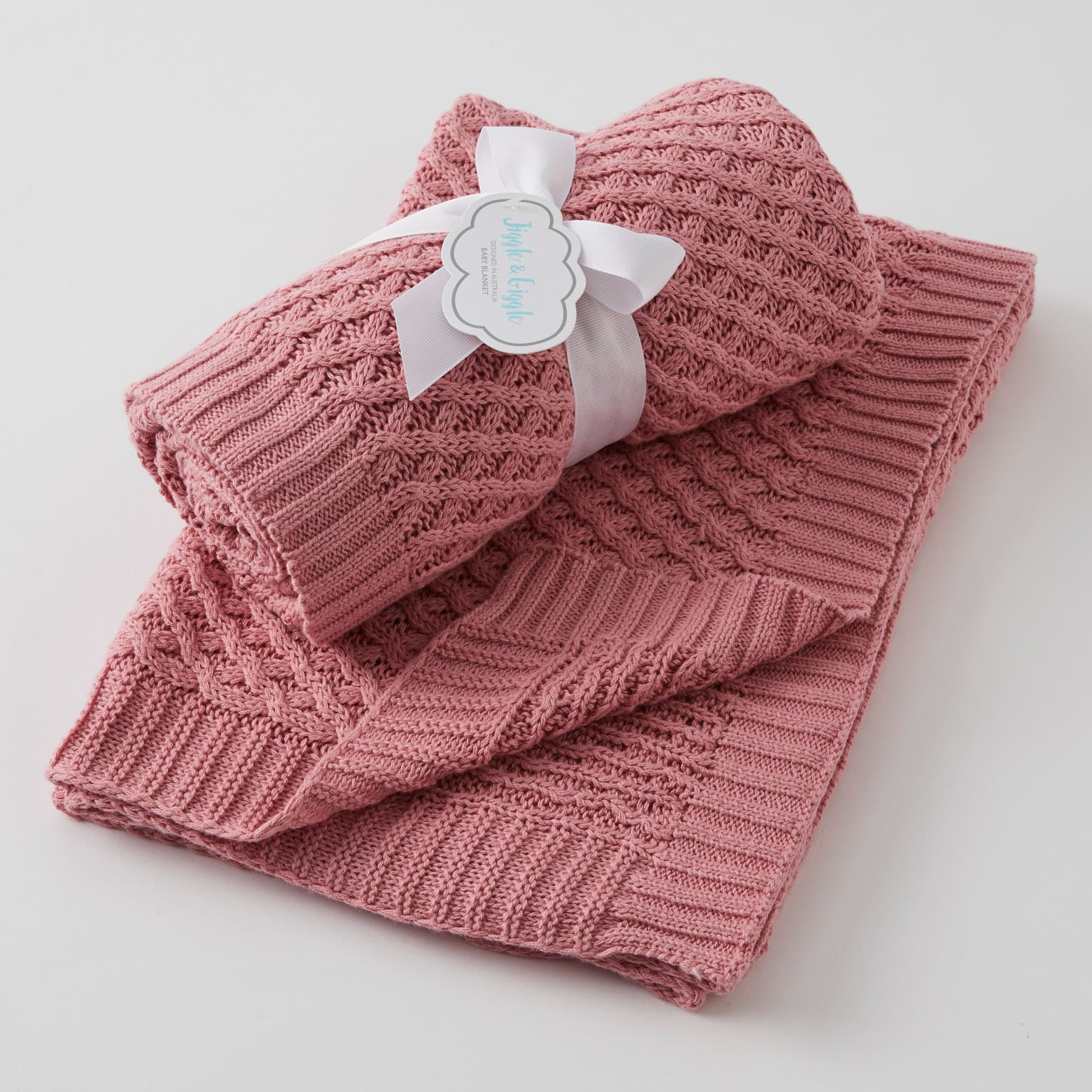 Blush | Basket Weave Knit Blanket