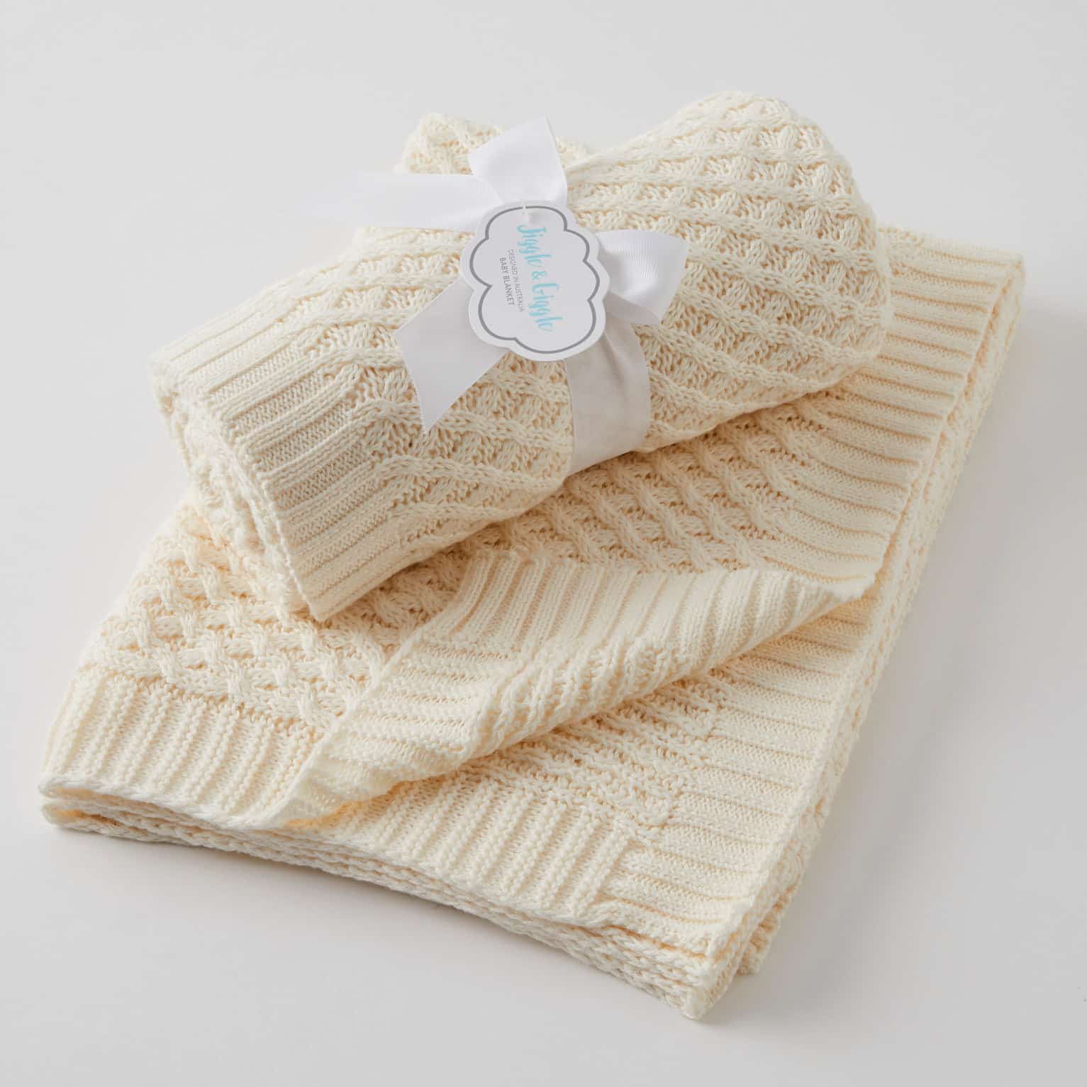 Cream | Basket Weave Knit Blanket