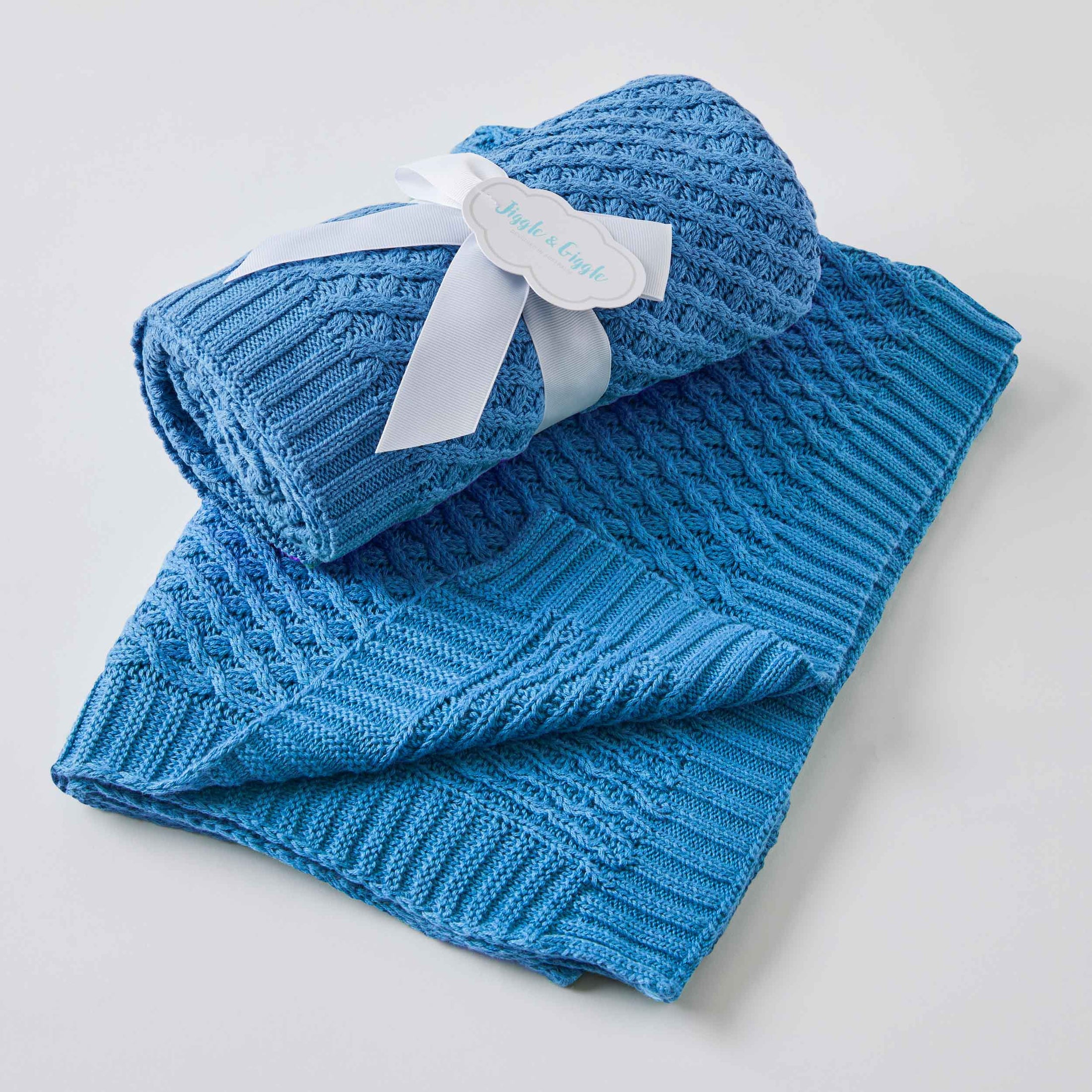 Harbour Blue | Basket Weave Knit Blanket