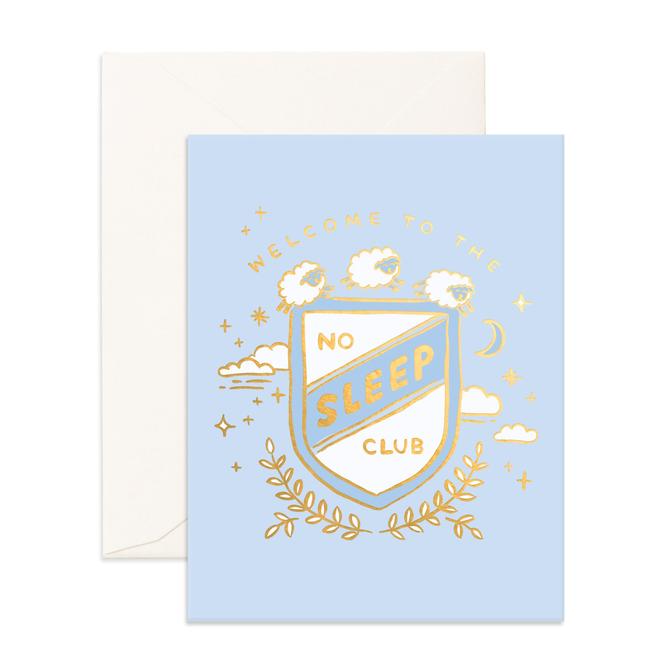 No Sleep Club Blue - Greeting Card - Fox & Fallow