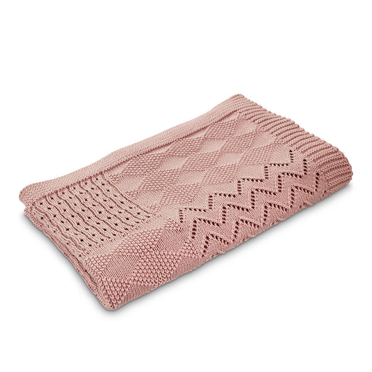 Pink | Jessie Knitted Multi Pattern Baby Blanket