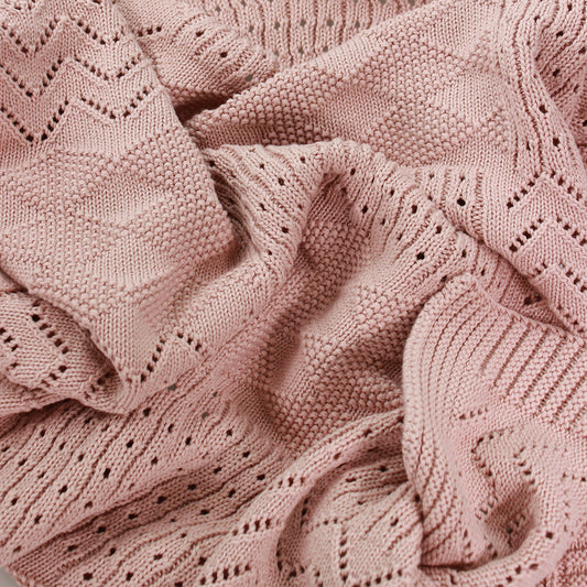 Pink | Jessie Knitted Multi Pattern Baby Blanket