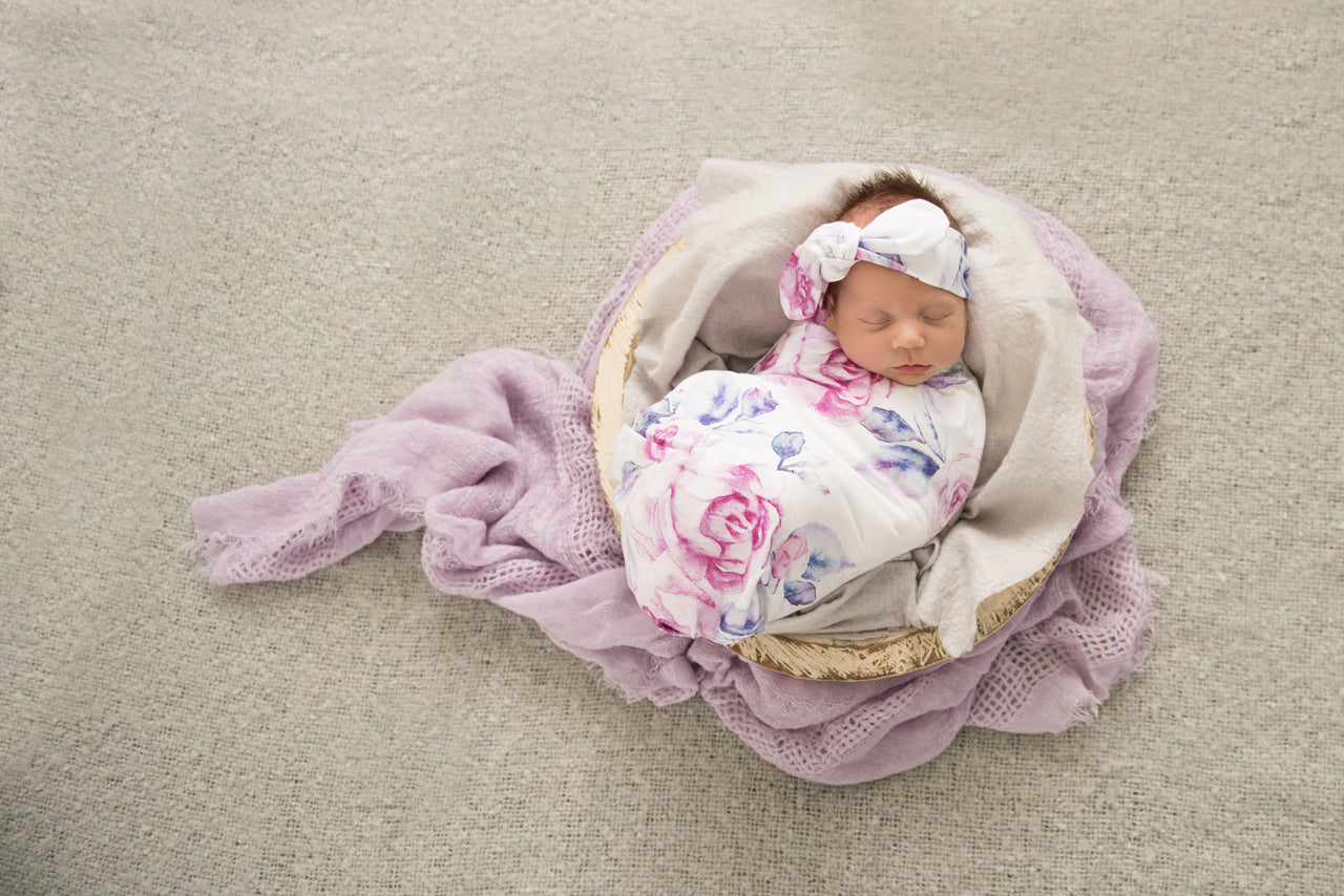 Lilac Skies I Snuggle Swaddle & Topknot Set