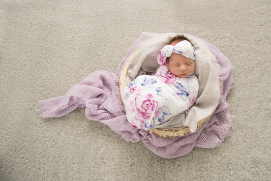 Lilac Skies I Snuggle Swaddle & Topknot Set