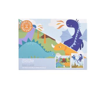 Dino Land 48-piece double-sided puzzle by Kaisercraft, measuring 38 x 31 cm, featuring fun dinosaur designs