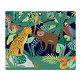 Load image into Gallery viewer, Jungle 48-piece double-sided puzzle featuring vibrant scenes with a sloth, a leopard, parrots, and serpents, showcasing lush jungle landscape.
