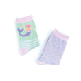 Load image into Gallery viewer, Two pairs of fun and colorful mermaid socks for kids aged 6-7 years, featuring playful designs with magical sea themes.
