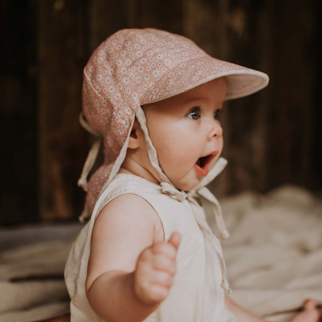 Reversible Baby Flap Sun Hat - Polly / Flax - Bedhead Hats