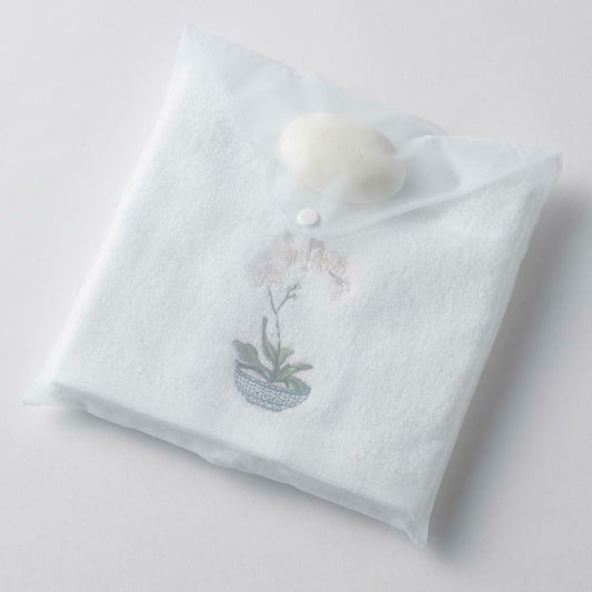 Orchid Pot | Hand Towel & Soap In Organza Bag