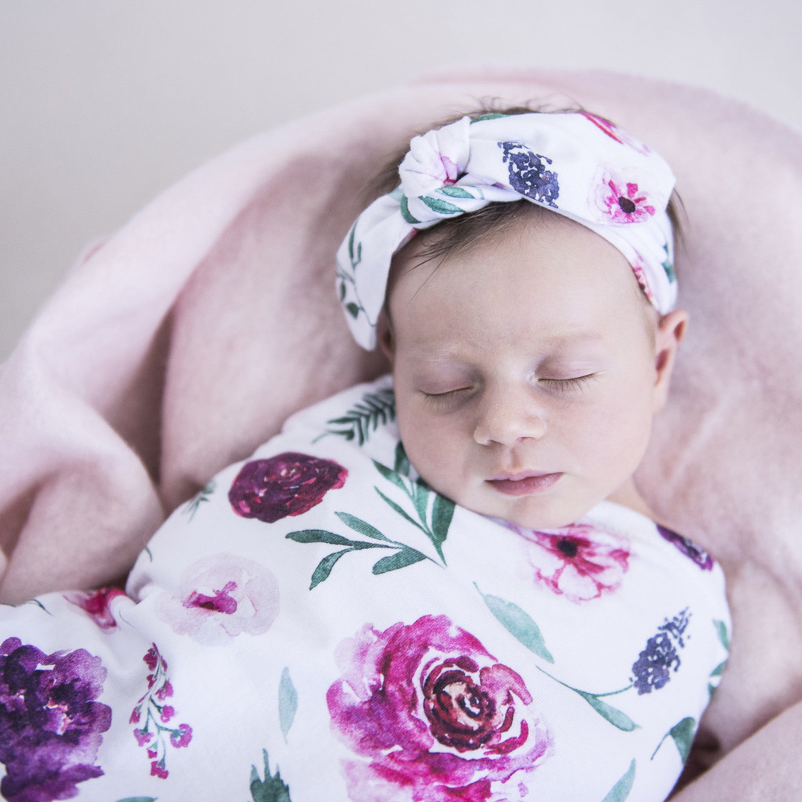 Peony Bloom I Snuggle Swaddle & Topknot Set