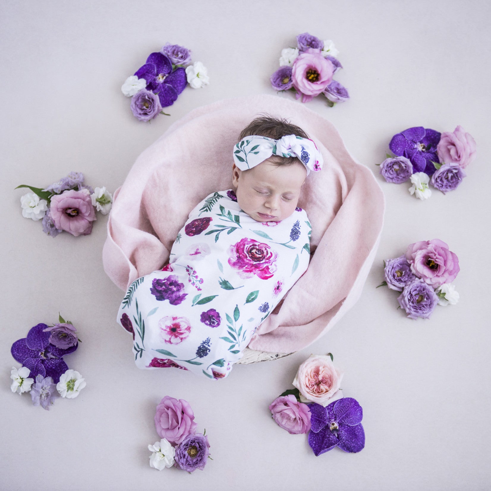 Peony Bloom I Snuggle Swaddle & Topknot Set