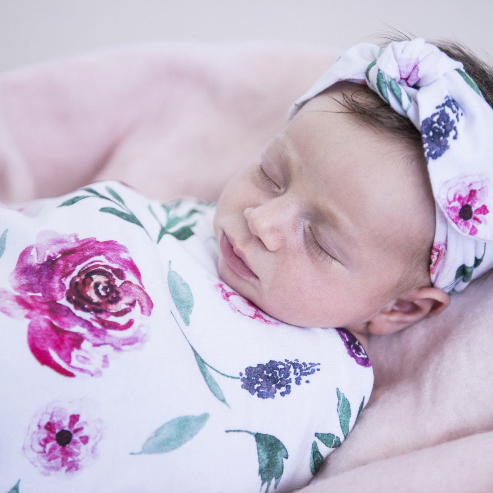 Peony Bloom I Snuggle Swaddle & Topknot Set